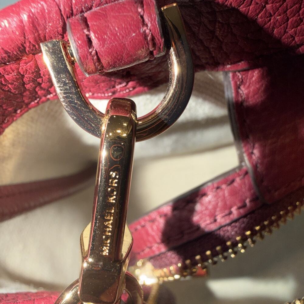 MICHAEL KORS Romee Pebble Leather Satchel Color: Mulberry Original $340 - Picture 15 of 17